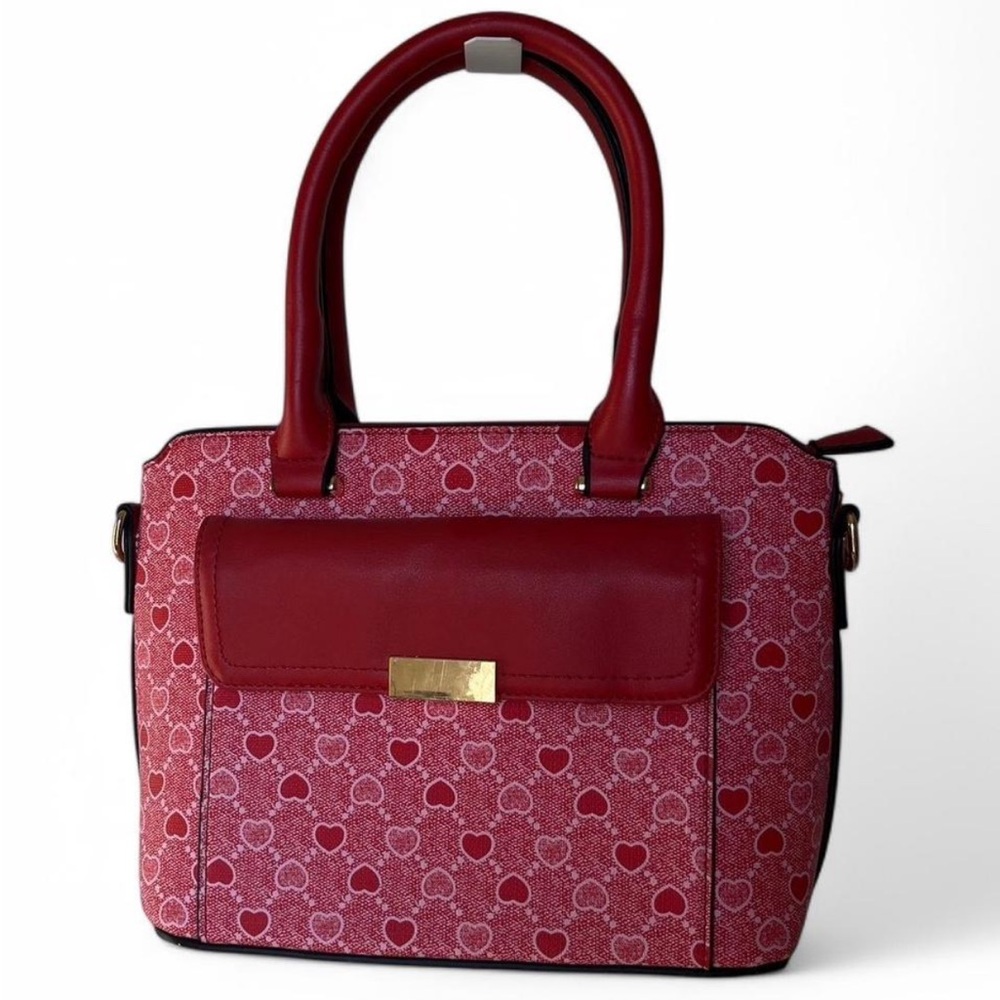 Red Heart Pattern Handbag - Picture 3 of 7